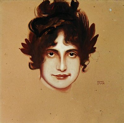 女性の肖像」1896年頃（油彩・紙） 作： Franz von Stuck
