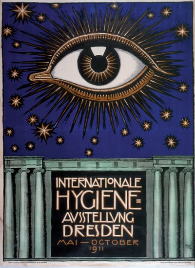 1911年の第1回国際衛生展覧会のポスター、1911年 作： Franz von Stuck