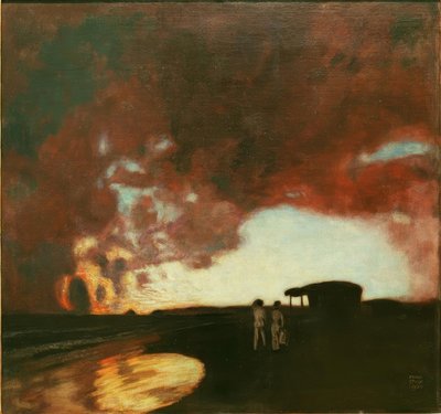 海に沈む夕日 作： Franz von Stuck