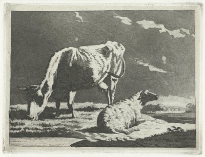 牛と羊のいる風景 作： Frédéric Théodore Faber