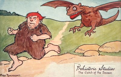 先史学-今シーズンの獲物（カラーリトグラフ） 作： Fred Buchanan