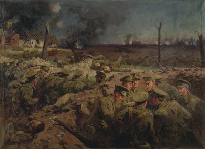 1915 年 3 月 11 日のヌーヴ シャペルでの第 4 回サフォークス 作： Fred Roe