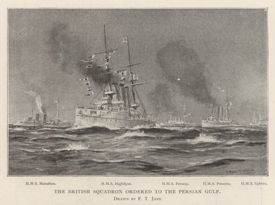 イギリスの戦隊はペルシャ湾に命じました 作： Fred T. Jane