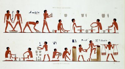 テベスからのフレスコ画のまれな記録からの作業中の陶工は、フレデリック・カイヨー（1787-1869）によるエジプトへの2回目の訪問で1819-1822を記録し、カラーリソ 作： Frederic (after) Cailliaud