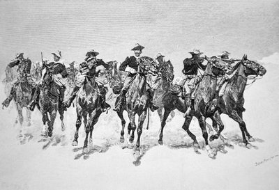 キャプテン・ドッジのカラード・トルーパーズ・トゥ・ザ・レスキュー」(エングレーヴィング) 作： Frederic (after) Remington