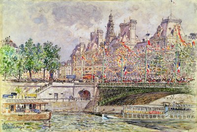 Place de lHotel de Ville、パリ、1905年7月14日 作： Frederic Anatole Houbron