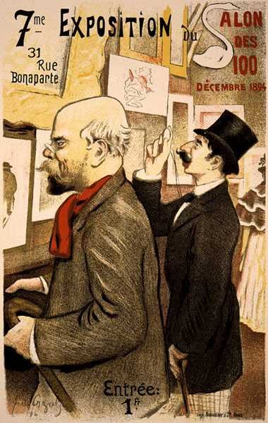 パリ、ボナパルト通りで開催された「第7回サロン・デ・セント展」の宣伝ポスターの複製 作： Frederic Auguste Cazals