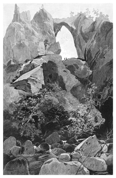 カルロッタアーチ、ジェノラン洞窟、ニューサウスウェールズ州、オーストラリア、1886年。 作： Frederic B. Schell