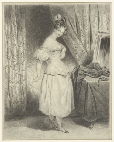 若い女性, 睡眠, unlacing, 彼女, コルセット, bodyice 作： Frederic Bouchot