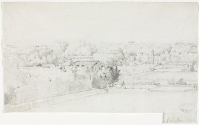 メディチェ邸からのボルゲーゼ公園とオランジェリーの眺め、1826年。 作： Frederic Bourgeois de Mercey