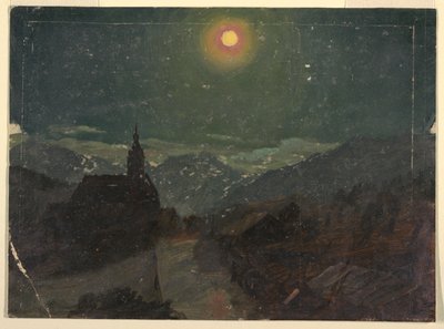 夜のアルプスの風景 作： Frederic Edwin Church