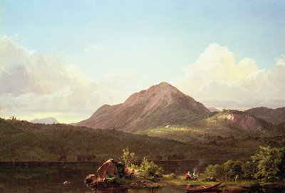 メイン州の荒野でキャンプファイヤー 作： Frederic Edwin Church