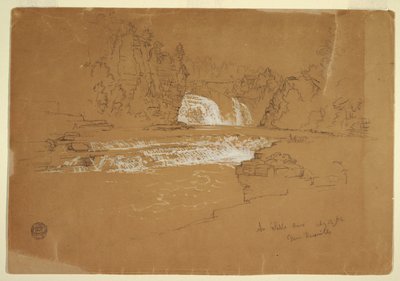 ニューヨーク州キースビル近くのオーザブル川のカスケード 作： Frederic Edwin Church