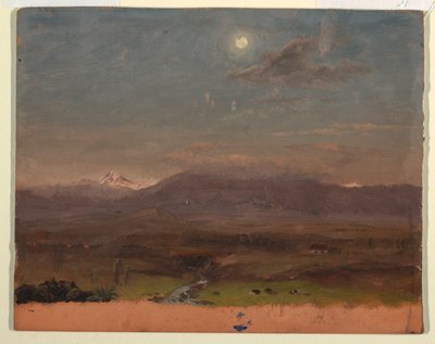 コロンビアまたはエクアドル、山、月明かり 作： Frederic Edwin Church