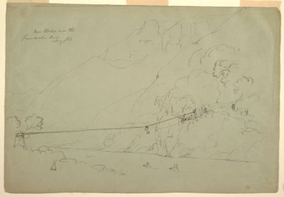 デッサン、コロンビアのロープ橋、1853年8月 作： フレデリックエドウィン教会