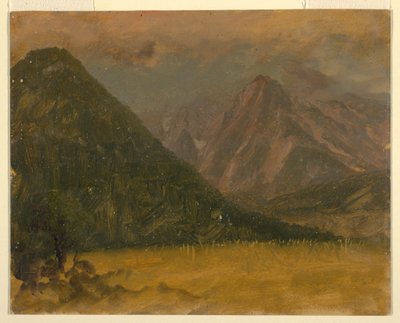 素描、アルプスの風景、バイエルンかスイス、1868年 作： フレデリックエドウィン教会