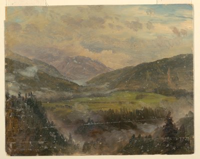 素描《アプラインの風景（バイエルンかスイス）》1868年 作： フレデリックエドウィン教会
