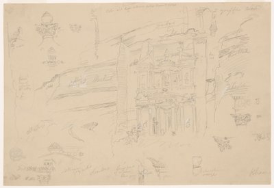 図面、ペトラのエル・ハスネの建築詳細、1868年2月下旬 作： フレデリックエドウィン教会