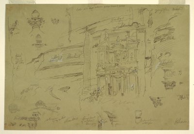 図面、ペトラのエル・ハスネの建築詳細、1868年2月下旬 作： フレデリックエドウィン教会