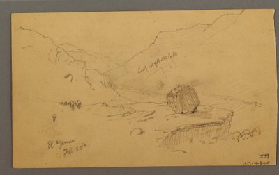ドローイング、家々のある湾、背後の山々、1868年1月 作： フレデリックエドウィン教会