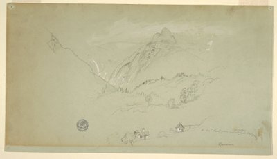 素描、ベルヒテスガーデン、バイエルン州、1868年6月～8月 作： Frederic Edwin Church