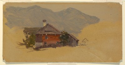 素描、ベルヒテスガーデン、農民の家、1868年 作： Frederic Edwin Church