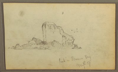 素描、ビレッズ「パナマ湾の岩」、裏面は「重い蔓」、1857年5月15日 作： Frederic Edwin Church