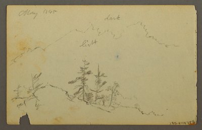 デッサン、雲のある広い起伏のある風景、1844年 作： フレデリックエドウィン教会