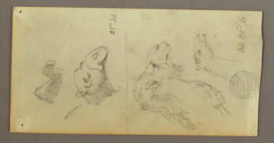 デッサン、ラクダ研究、1868年2月21-22日 作： フレデリックエドウィン教会
