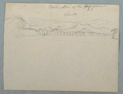 デッサン、湾の傍らに見える雲に覆われた南米の山の風景、パート2、1853年、おそらく5月 作： Frederic Edwin Church
