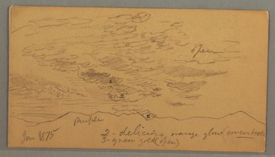 ドローイング、丘の上の雲、1875年1月 作： Frederic Edwin Church