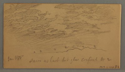 ドローイング、丘の上の雲、1875年1月 作： Frederic Edwin Church