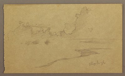 デッサン、雲と海岸、「ブロックスバーグ」、1865年8月 作： Frederic Edwin Church