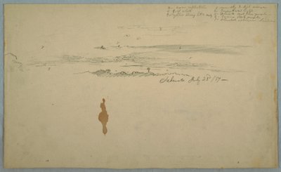 デッサン、輪郭のない丘の上の曇り空、エクアドル、1857年7月23日 作： フレデリックエドウィン教会