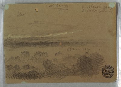 ドローイング、曇り空と月、1870年10月13日 作： Frederic Edwin Church