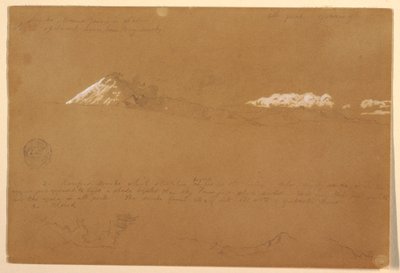 デッサン、コタパクシ、朝、太陽の神殿より、キト、エクアドル、1857年6月24日 作： Frederic Edwin Church