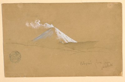デッサン、エクアドル、アンバト付近からのコトパクシ、1853年 作： Frederic Edwin Church