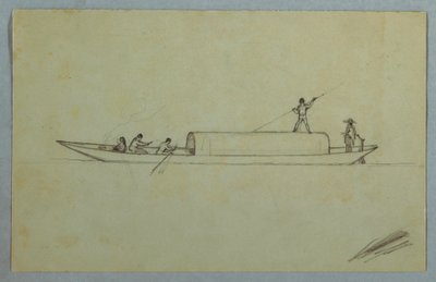 デッサン、幌付きカヌー、おそらく南米、1853年か1857年 作： Frederic Edwin Church