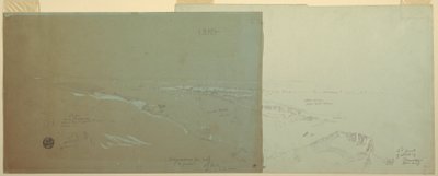 デッサン、北西から見たシリアのダマスカス、その2、1868年4月または5月 作： Frederic Edwin Church
