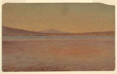 ドローイング、ミリロケット湖から見たカタディン山とトラベラーの遠景、1870-80年 作： Frederic Edwin Church