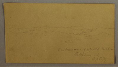 デッサン、サドルバック山遠景、メイン州、1867年10月1日 作： Frederic Edwin Church