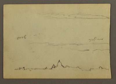 デッサン、サン・ピエトロ大聖堂とバチカン遠景、ローマ、イタリア、1869年1月 作： Frederic Edwin Church