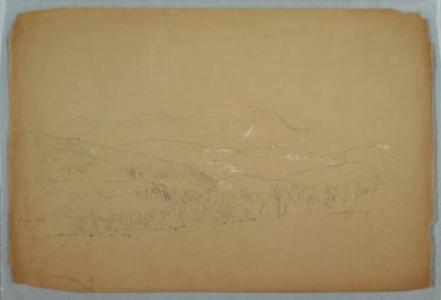 デッサン、西から見たカタディン遠景、1856年頃 作： フレデリックエドウィン教会