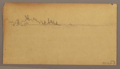 滝にかかる二重の虹、ナイアガラ川、おそらく1858年のデッサン 作： フレデリックエドウィン教会