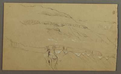 アラビア、エル・イエメン渓谷：上部が列柱に見える岩壁、1868年2月20日 作： Frederic Edwin Church