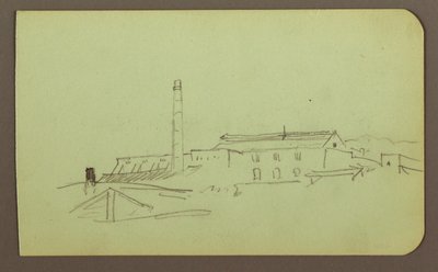 ドローイング、工場、裏面：人物、1883年 作： フレデリックエドウィン教会