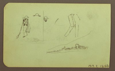ドローイング、工場、裏面：人物、1883年 作： フレデリックエドウィン教会