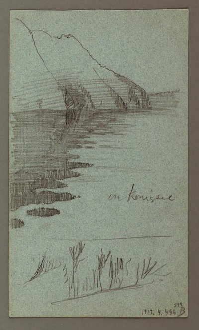 デッサン、滝、おそらく1868年 作： Frederic Edwin Church