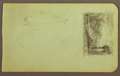素描、崖の上の人物、絵画のスケッチ 裏面：碑文、1883年12月 作： フレデリックエドウィン教会