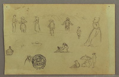 デッサン、波打ち際での人物研究、おそらく1857-58年 作： フレデリックエドウィン教会